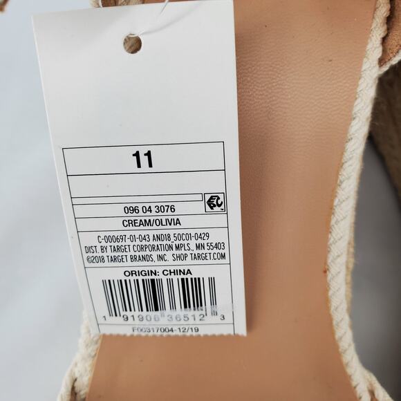 A New‎ Day Women's Size 11 Olivia Rounded Toe Espadrille Wedge Pumps Cream New - Picture 7 of 7